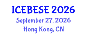 International Conference on Environmental, Biological, Ecological Sciences and Engineering (ICEBESE) September 27, 2026 - Hong Kong, China