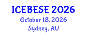 International Conference on Environmental, Biological, Ecological Sciences and Engineering (ICEBESE) October 18, 2026 - Sydney, Australia