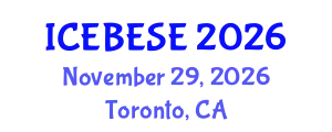 International Conference on Environmental, Biological, Ecological Sciences and Engineering (ICEBESE) November 29, 2026 - Toronto, Canada