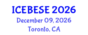 International Conference on Environmental, Biological, Ecological Sciences and Engineering (ICEBESE) December 09, 2026 - Toronto, Canada