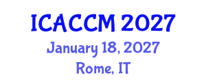 International Conference on Anesthesiology and Critical Care Medicine (ICACCM) January 18, 2027 - Rome, Italy