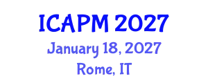 International Conference on Applied Physics and Mathematics (ICAPM) January 18, 2027 - Rome, Italy