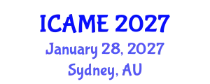 International Conference on Automotive and Mechanical Engineering (ICAME) January 28, 2027 - Sydney, Australia