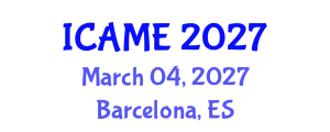 International Conference on Automotive and Mechanical Engineering (ICAME) March 04, 2027 - Barcelona, Spain