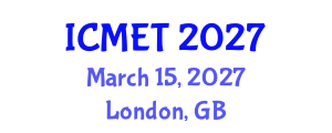 International Conference on Manufacturing Engineering and Technology (ICMET) March 15, 2027 - London, United Kingdom