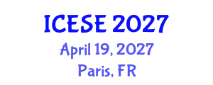 International Conference on Environmental Sciences and Engineering (ICESE) April 19, 2027 - Paris, France