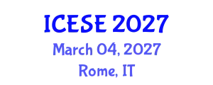 International Conference on Environmental Sciences and Engineering (ICESE) March 04, 2027 - Rome, Italy