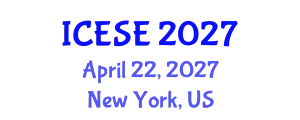 International Conference on Environmental Sciences and Engineering (ICESE) April 22, 2027 - New York, United States