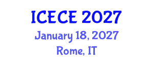 International Conference on Environmental and Chemical Engineering (ICECE) January 18, 2027 - Rome, Italy