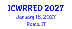 International Conference on Water Resources and Renewable Energy Development (ICWRRED) January 18, 2027 - Rome, Italy