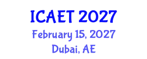 International Conference on Aviation Engineering and Technology (ICAET) February 15, 2027 - Dubai, United Arab Emirates