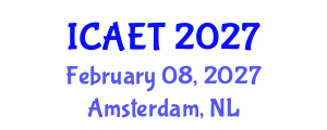 International Conference on Aviation Engineering and Technology (ICAET) February 08, 2027 - Amsterdam, Netherlands
