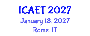 International Conference on Aviation Engineering and Technology (ICAET) January 18, 2027 - Rome, Italy