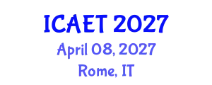 International Conference on Aviation Engineering and Technology (ICAET) April 08, 2027 - Rome, Italy