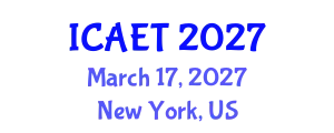 International Conference on Aviation Engineering and Technology (ICAET) March 17, 2027 - New York, United States