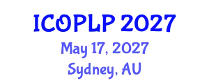 International Conference on Optoelectronics, Photonics and Laser Physics (ICOPLP) May 17, 2027 - Sydney, Australia