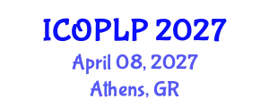 International Conference on Optoelectronics, Photonics and Laser Physics (ICOPLP) April 08, 2027 - Athens, Greece