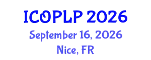 International Conference on Optoelectronics, Photonics and Laser Physics (ICOPLP) September 16, 2026 - Nice, France