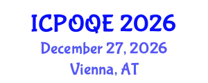 International Conference on Photonics, Optoelectronics and Quantum Electronics (ICPOQE) December 27, 2026 - Vienna, Austria