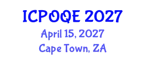 International Conference on Photonics, Optoelectronics and Quantum Electronics (ICPOQE) April 15, 2027 - Cape Town, South Africa