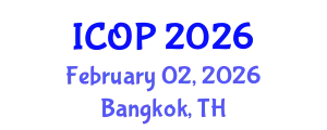 International Conference on Optics and Photonics (ICOP) February 02, 2026 - Bangkok, Thailand