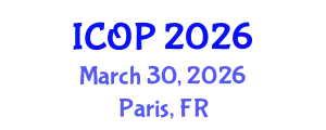 International Conference on Optics and Photonics (ICOP) March 30, 2026 - Paris, France