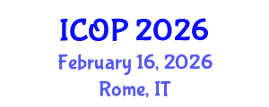 International Conference on Optics and Photonics (ICOP) February 16, 2026 - Rome, Italy