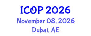 International Conference on Optics and Photonics (ICOP) November 08, 2026 - Dubai, United Arab Emirates