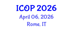 International Conference on Optics and Photonics (ICOP) April 06, 2026 - Rome, Italy