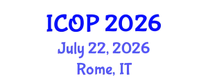 International Conference on Optics and Photonics (ICOP) July 22, 2026 - Rome, Italy