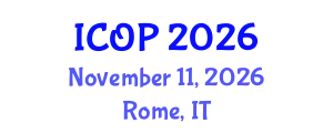 International Conference on Optics and Photonics (ICOP) November 11, 2026 - Rome, Italy