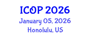 International Conference on Optics and Photonics (ICOP) January 05, 2026 - Honolulu, United States