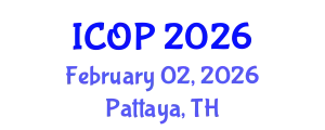 International Conference on Optics and Photonics (ICOP) February 02, 2026 - Pattaya, Thailand