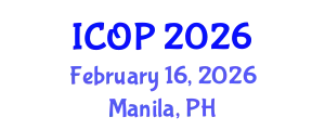 International Conference on Optics and Photonics (ICOP) February 16, 2026 - Manila, Philippines