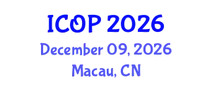 International Conference on Optics and Photonics (ICOP) December 09, 2026 - Macau, China