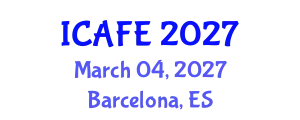 International Conference on Agricultural and Food Engineering (ICAFE) March 04, 2027 - Barcelona, Spain