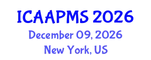 International Conference on Advances in Applied Physics and Materials Science (ICAAPMS) December 09, 2026 - New York, United States