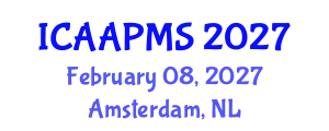 International Conference on Advances in Applied Physics and Materials Science (ICAAPMS) February 08, 2027 - Amsterdam, Netherlands
