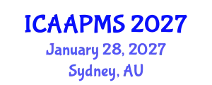 International Conference on Advances in Applied Physics and Materials Science (ICAAPMS) January 28, 2027 - Sydney, Australia