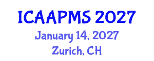 International Conference on Advances in Applied Physics and Materials Science (ICAAPMS) January 14, 2027 - Zurich, Switzerland