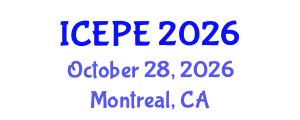 International Conference on Electrical and Power Engineering (ICEPE) October 28, 2026 - Montreal, Canada