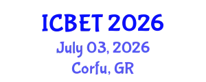 International Conference on Bioscience Engineering and Technology (ICBET) July 03, 2026 - Corfu, Greece