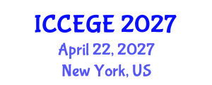 International Conference on Civil, Environmental and Geological Engineering (ICCEGE) April 22, 2027 - New York, United States