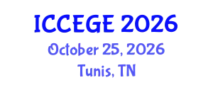 International Conference on Civil, Environmental and Geological Engineering (ICCEGE) October 25, 2026 - Tunis, Tunisia
