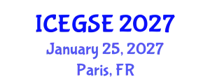 International Conference on Earthquake, Geological and Structural Engineering (ICEGSE) January 25, 2027 - Paris, France