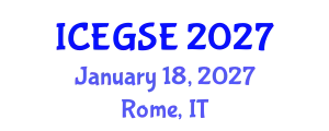 International Conference on Earthquake, Geological and Structural Engineering (ICEGSE) January 18, 2027 - Rome, Italy