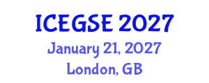 International Conference on Earthquake, Geological and Structural Engineering (ICEGSE) January 21, 2027 - London, United Kingdom