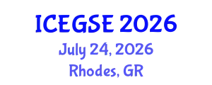 International Conference on Earthquake, Geological and Structural Engineering (ICEGSE) July 24, 2026 - Rhodes, Greece