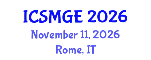 International Conference on Soil Mechanics and Geotechnical Engineering (ICSMGE) November 11, 2026 - Rome, Italy