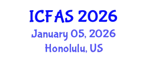 International Conference on Fisheries and Aquatic Sciences (ICFAS) January 05, 2026 - Honolulu, United States